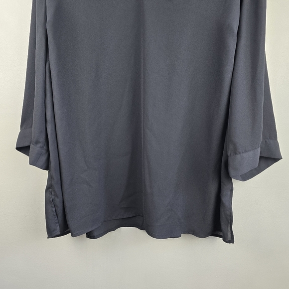 ELLOS Staple Dressy Sheer Blouse Black Womens Size 1X Business Casual Office - Picture 4 of 14